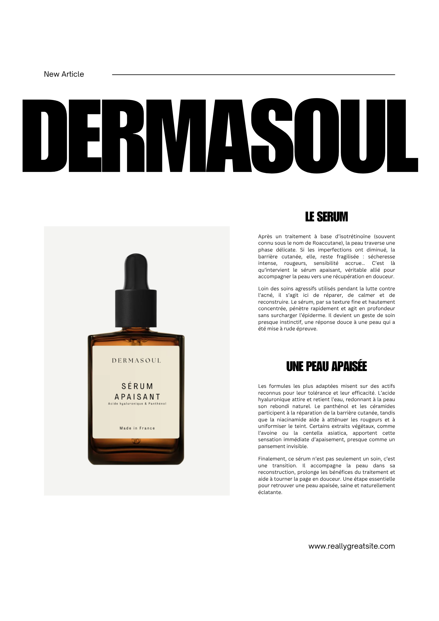 Article Elle sur les produits Dermasoul